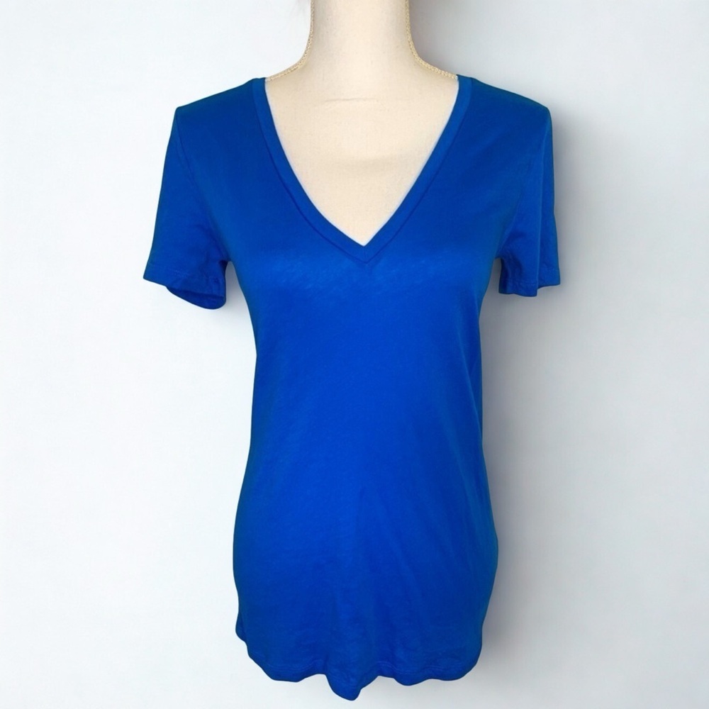 NWOT J.Crew T-Shirt Women V Neck Royal Blue 100% Cotton Size Small